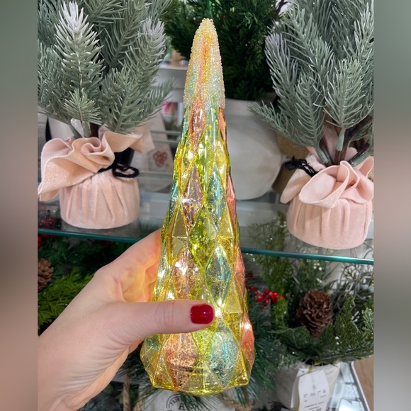 Pastel Pink Christmas Tree Iridescent Glass Lightup LED Tree Harlequin Timer NEW - Picture 3 of 5